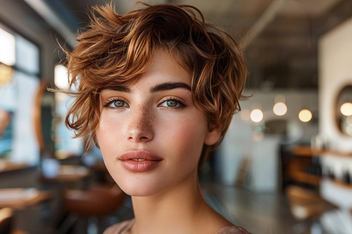 Effet décoiffé femme coupe courte cheveux épais et volumineux